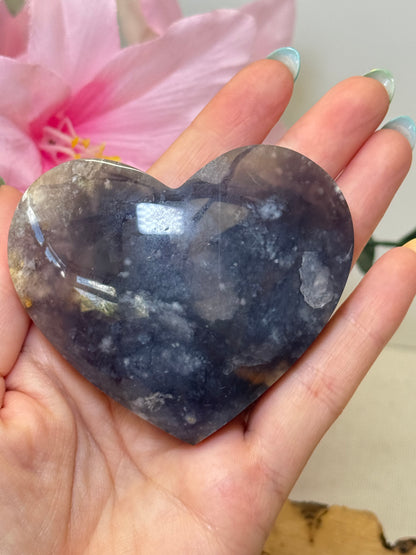 Purple Chalcedony Heart With Stand