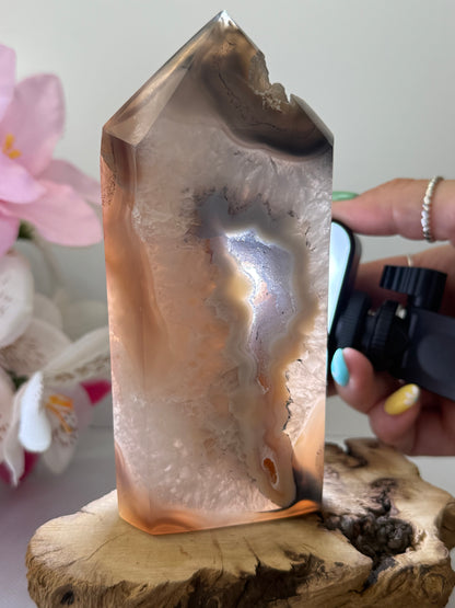 Large Druzy Agate Tower