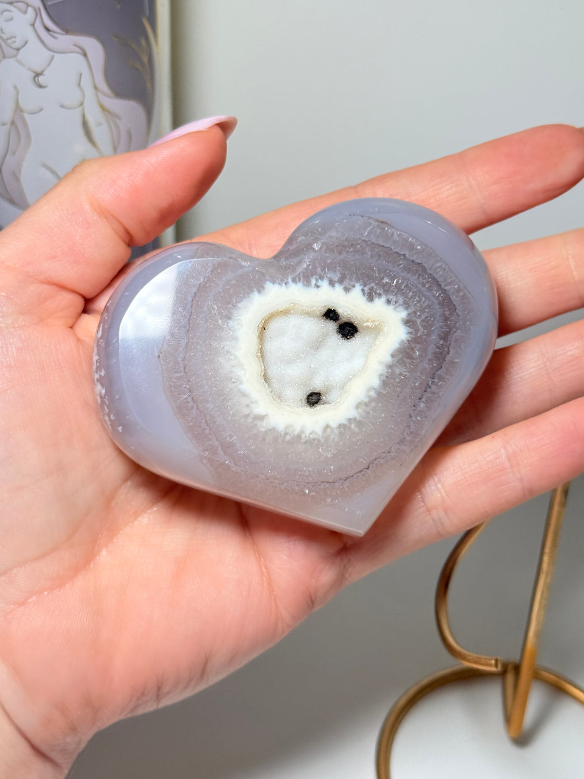 Brazilian Agate Heart With Stand