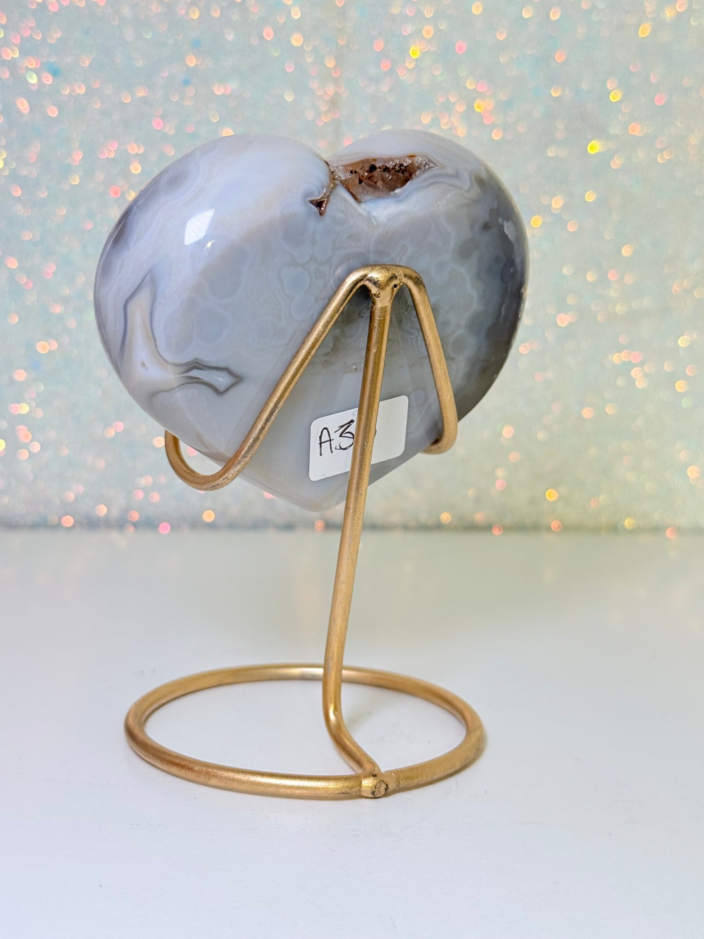 Brazilian Agate Heart On Stand
