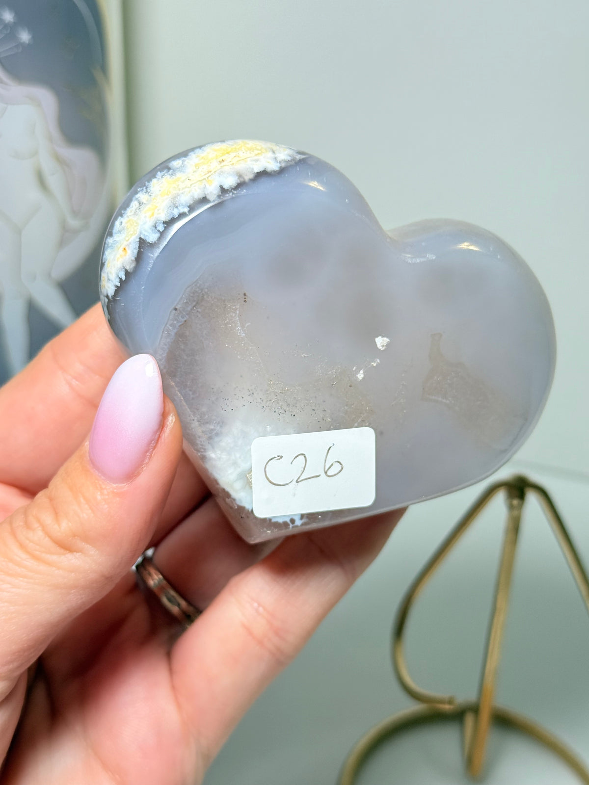 Brazilian Agate Heart With Stand
