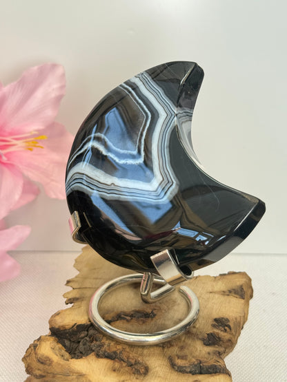 Black Banded Agate Moon