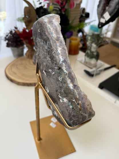 Rainbow Amethyst Cluster On Gold Stand