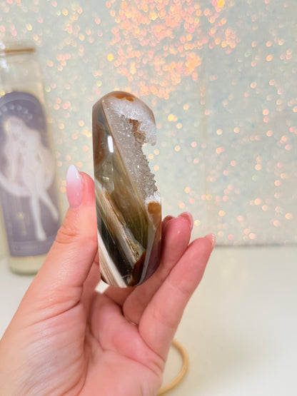Brazilian Agate Heart On Stand