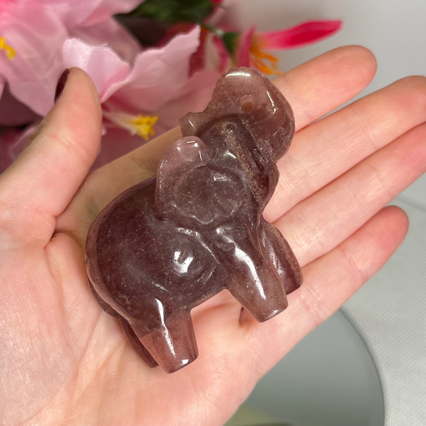 Strawberry Quartz Elephant