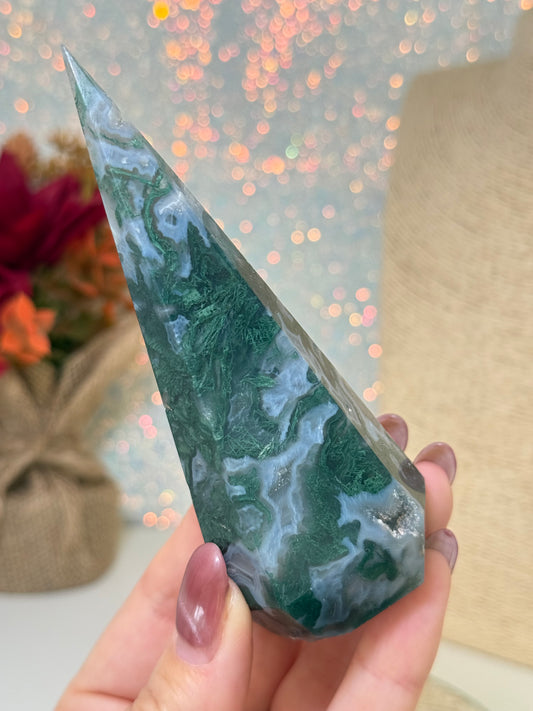 Moss Agate Diamond Point