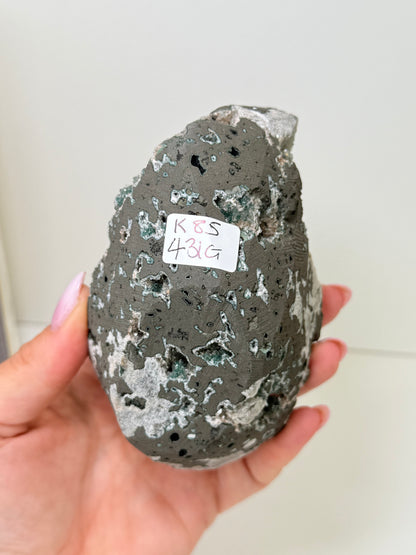 Large Calcite Coated Green Heulandite With Peach Stillbite