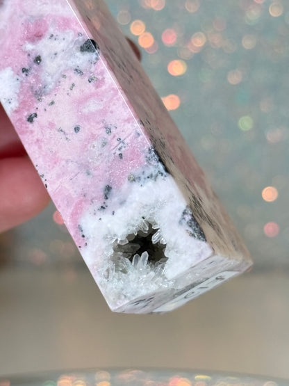 Peruvian Rhodonite Tower (With Quartz Clusters!)