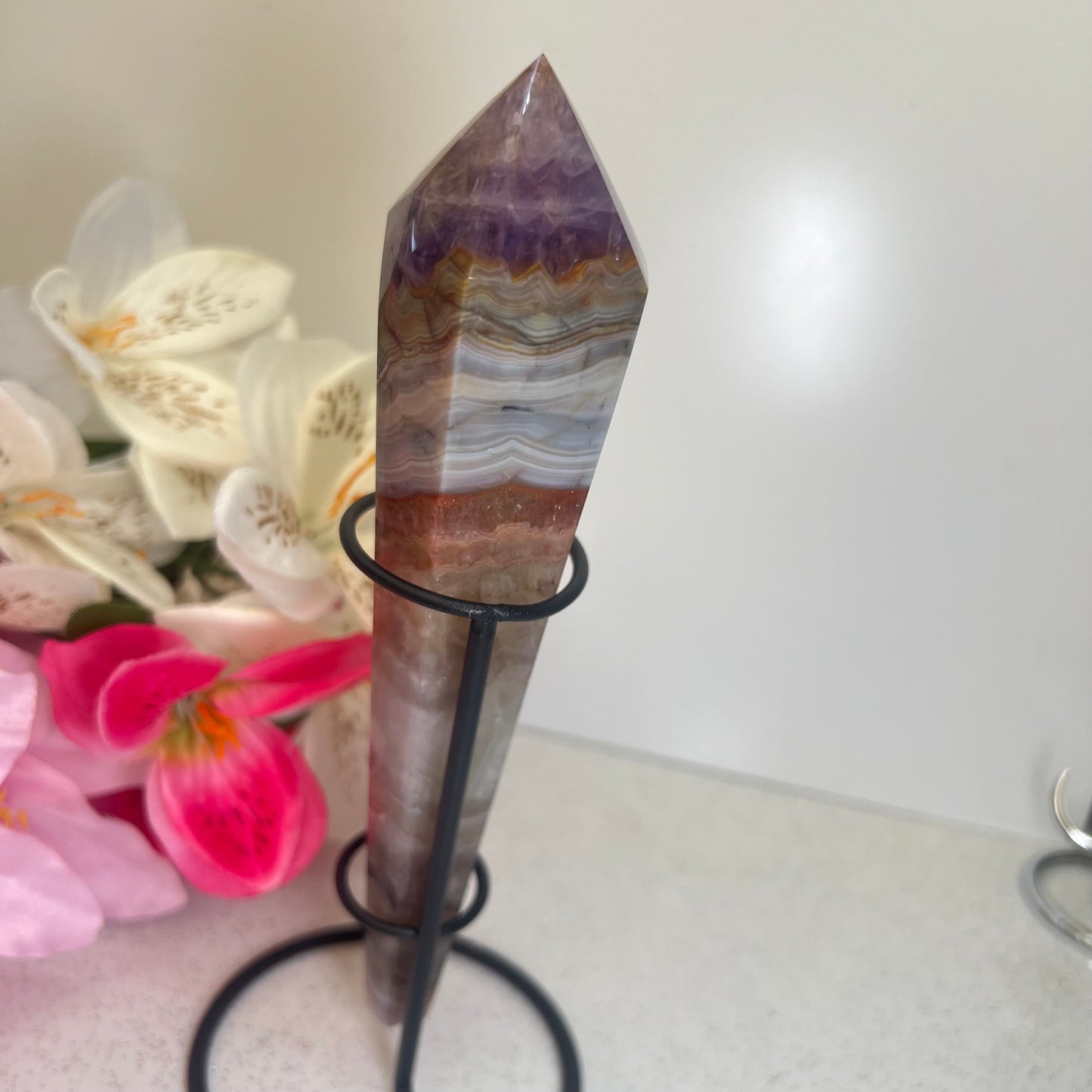 Mexican Agate x Amethyst Wand