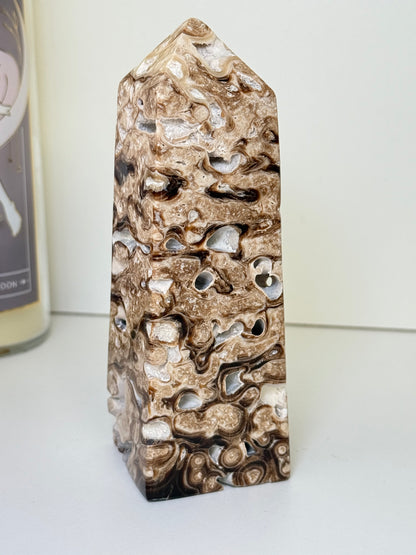 Large Chocolate Calcite Tower