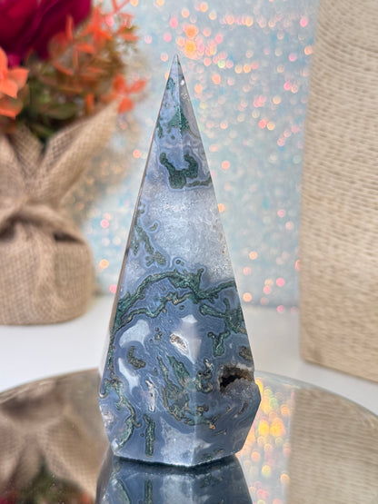 Moss Agate Diamond Point