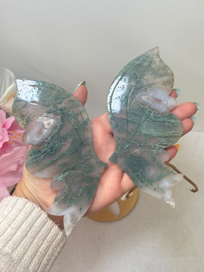Moss Agate Butterfly Wings