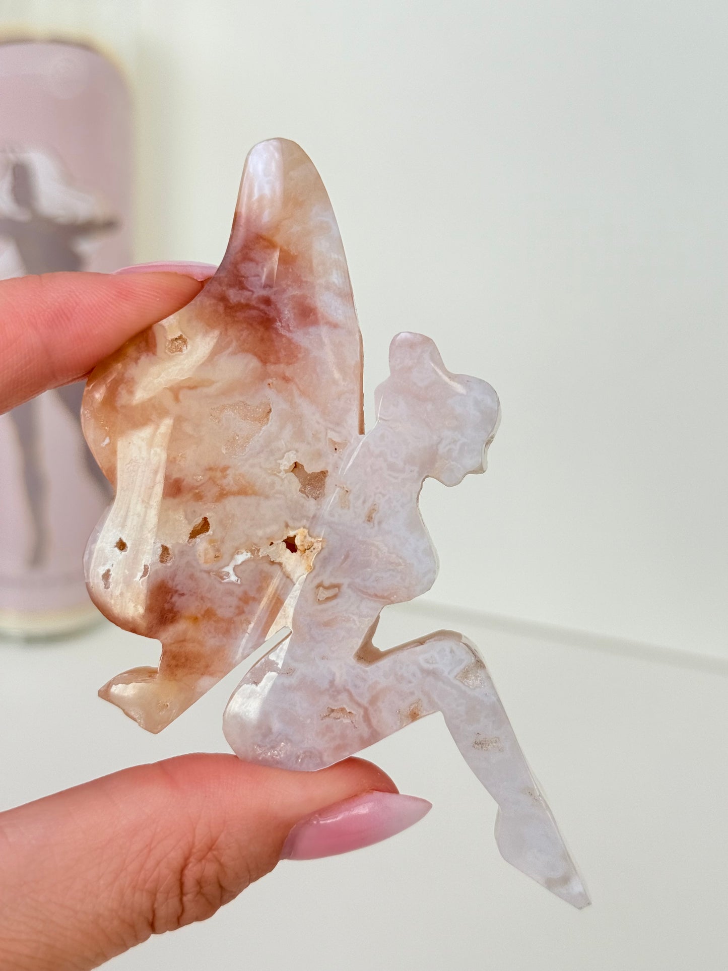 Pink Plume Agate Fairy