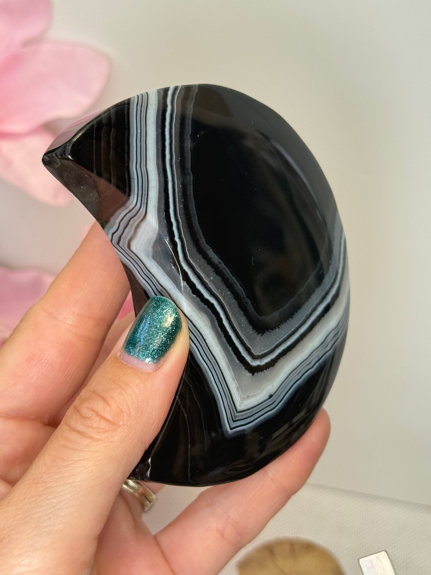 Black Banded Agate Moon