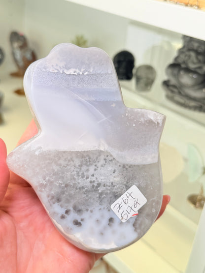 Brazilian Agate Hamsa Hand On Stand