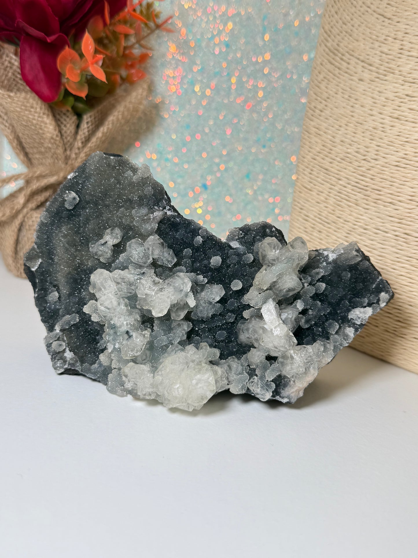 Black Chalcedony With Apophyllite