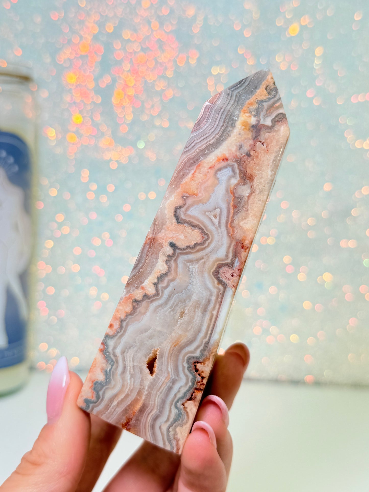 Pink Crazy Lace Agate Tower