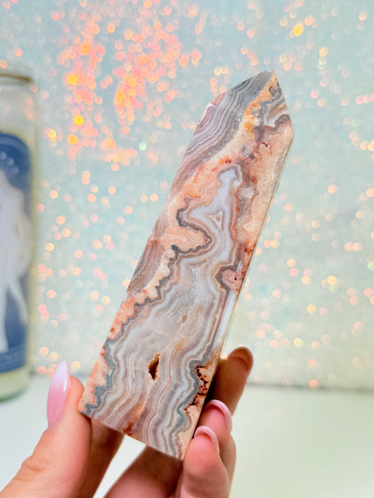 Pink Crazy Lace Agate Tower