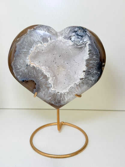 Brazilian Agate Heart With Stand