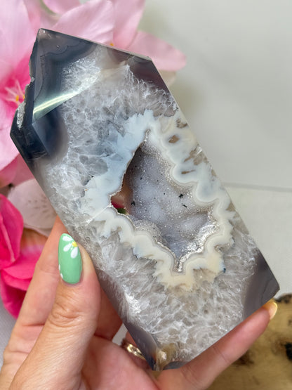 Large Druzy Agate Tower