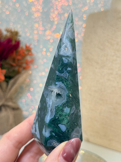 Moss Agate Diamond Point