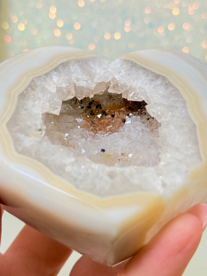 Brazilian Agate Heart On Stand