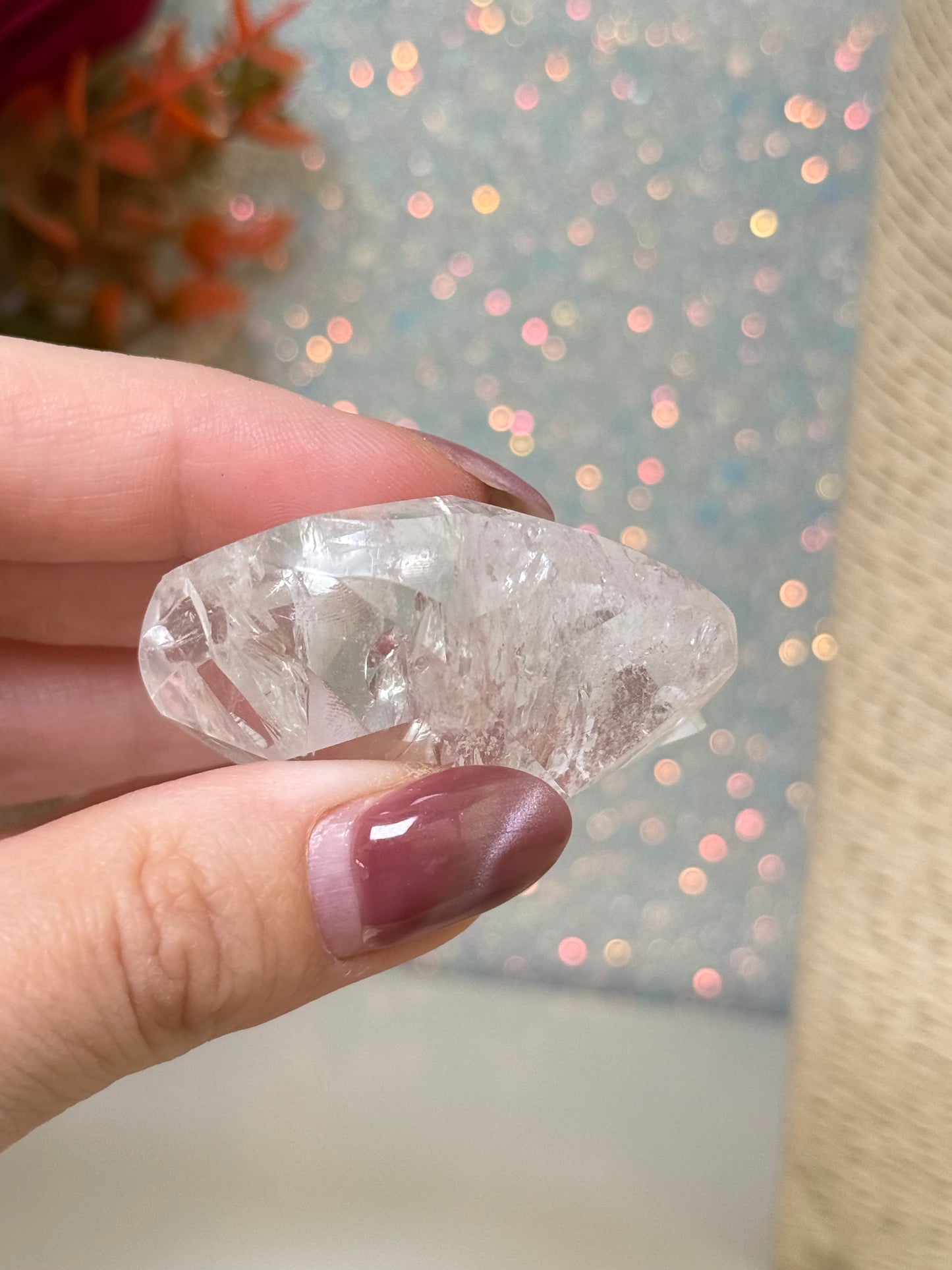 Faceted Clear Quartz Heart