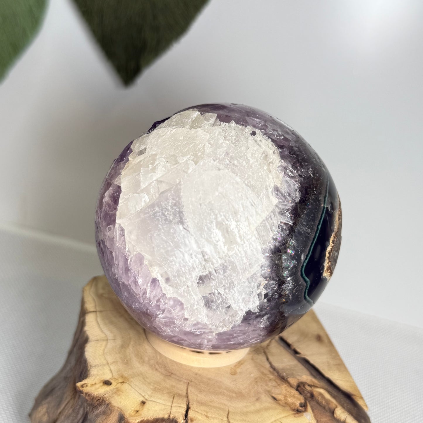 Amethyst Agate Sphere With Calcite