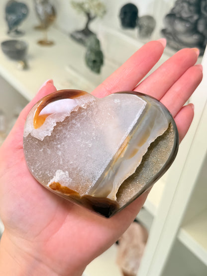 Brazilian Agate Heart On Stand