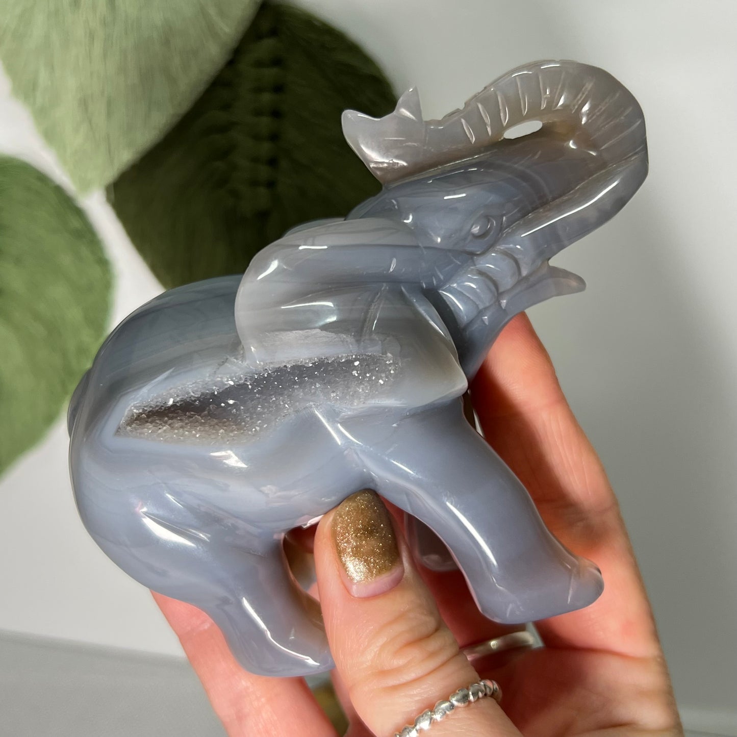 Large Druzy Agate Elephant