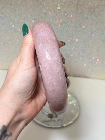 Large Pink Amethyst Moon On Stand