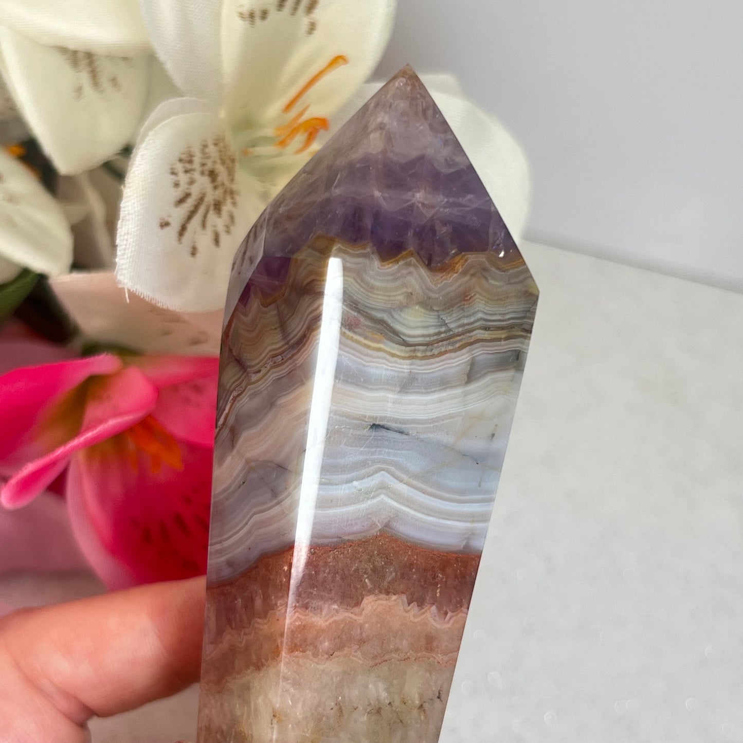 Mexican Agate x Amethyst Wand