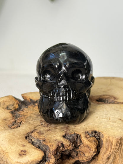 Black Obsidian Bearded Skull