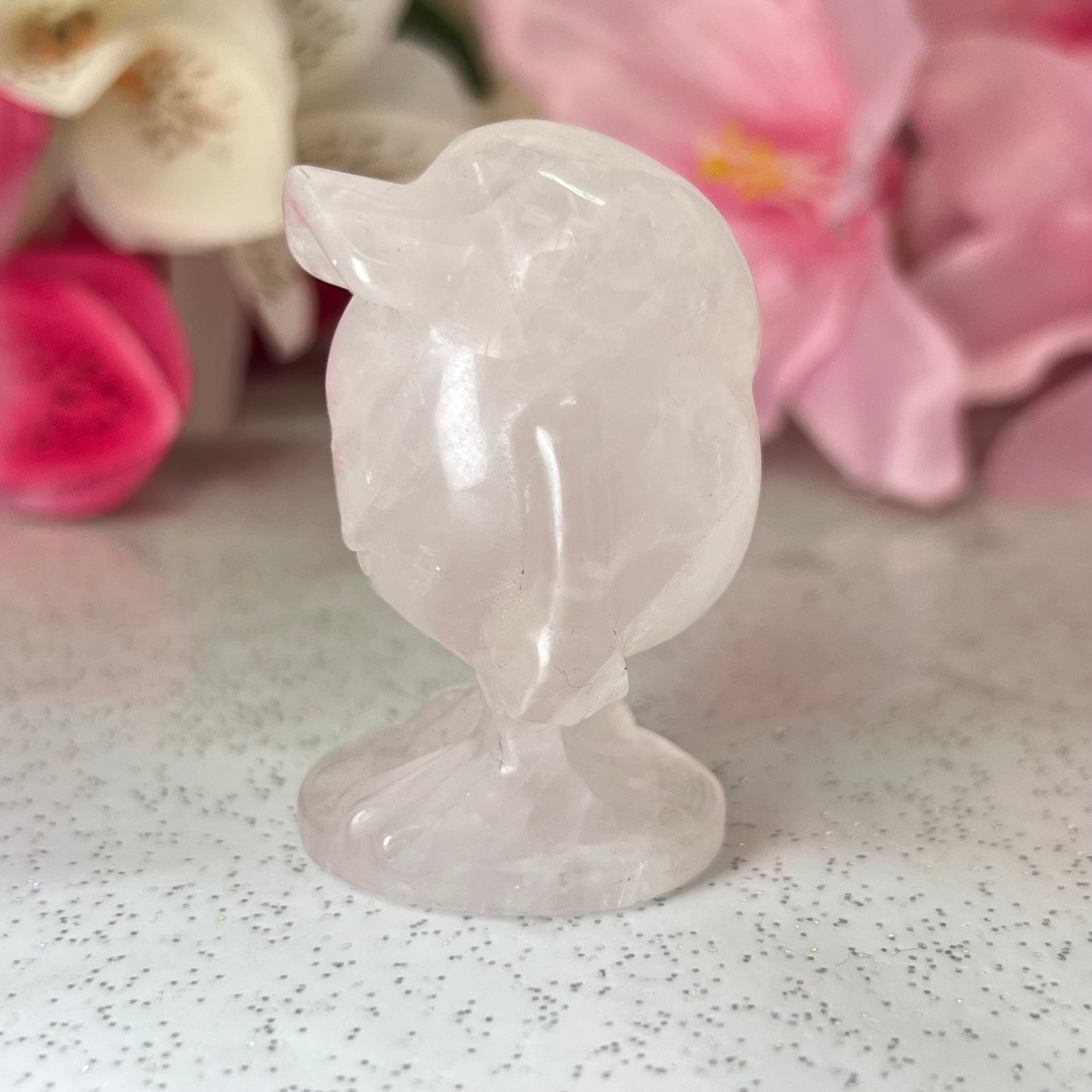 Rose Quartz Mike Wazowski Carving