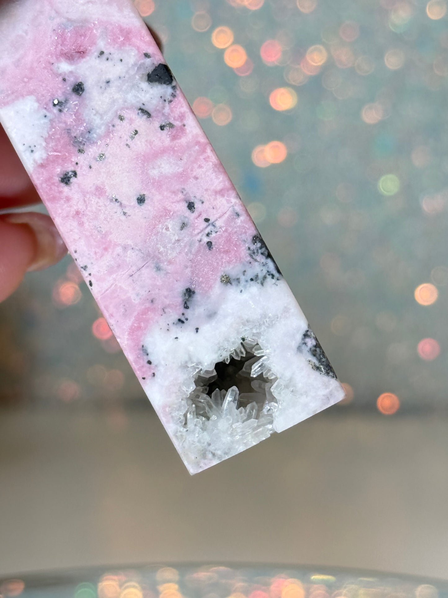 Peruvian Rhodonite Tower (With Quartz Clusters!)