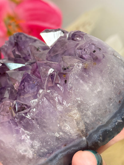 Chunky Amethyst In Agate Cluster Heart