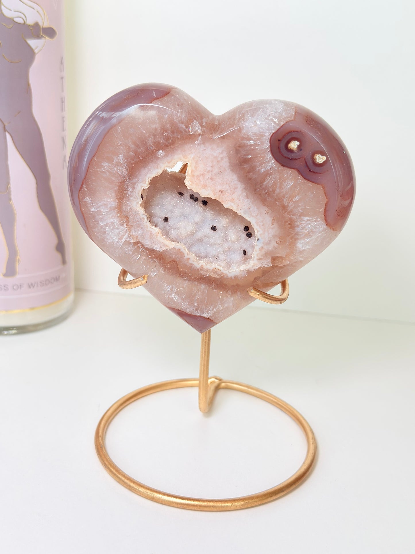 Brazilian Agate Heart On Stand