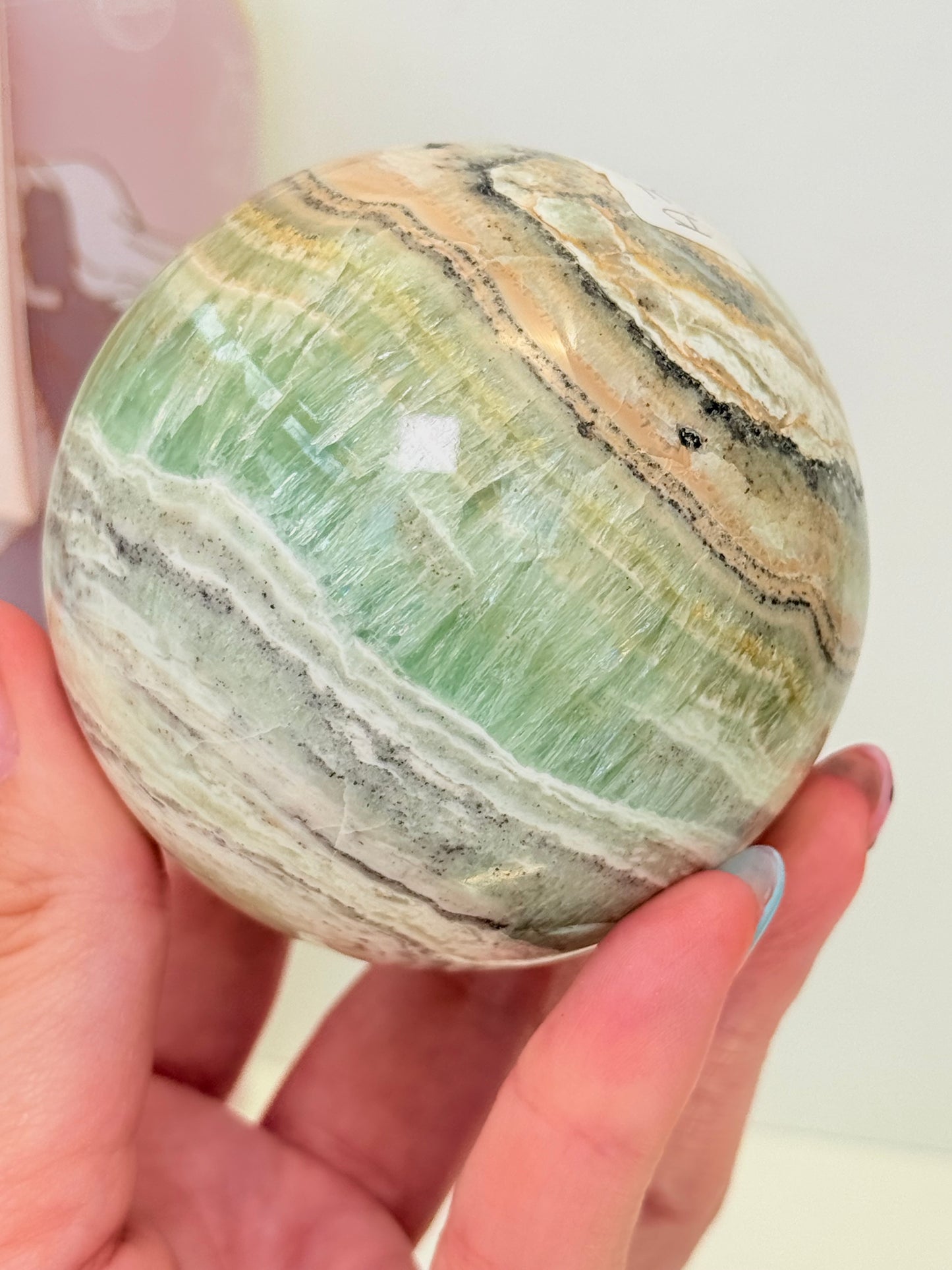 Kiwi Calcite Sphere