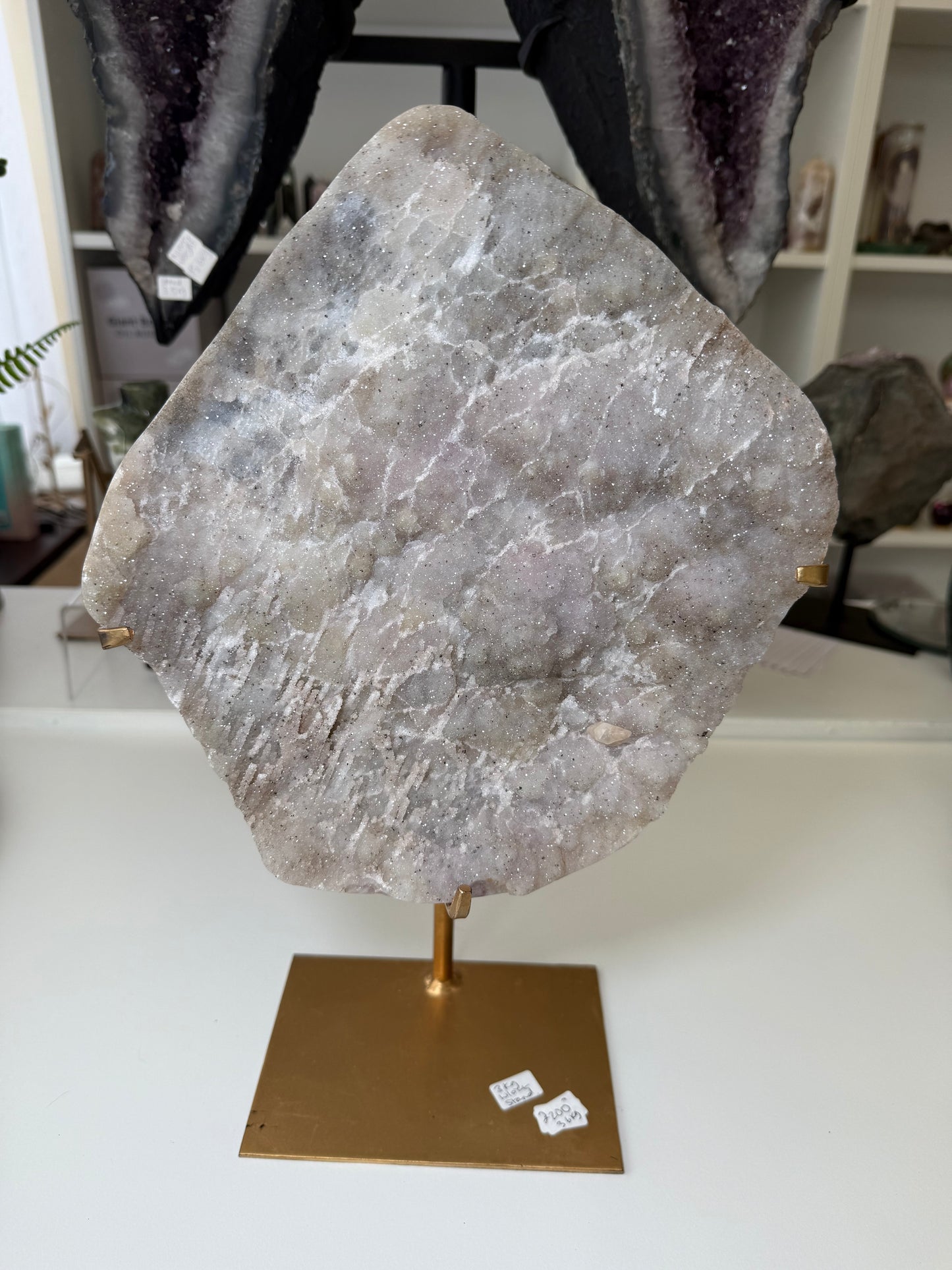 Rainbow Amethyst Cluster On Gold Stand