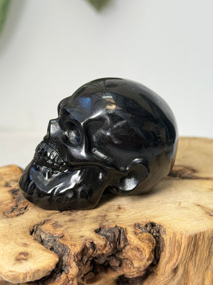Black Obsidian Bearded Skull
