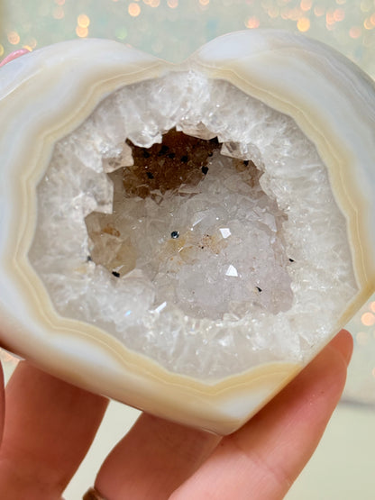 Brazilian Agate Heart On Stand