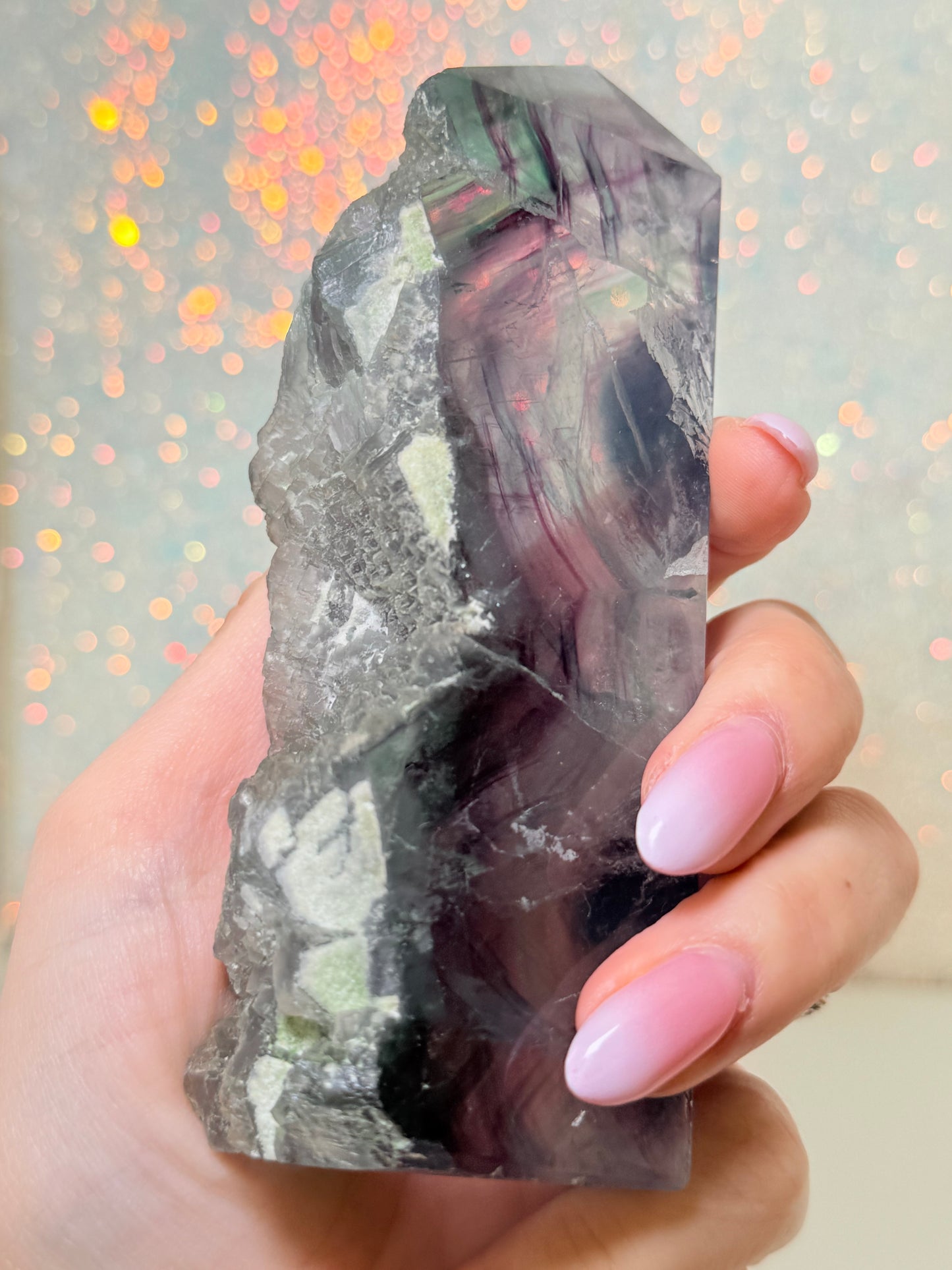 Fluorite Tower With Raw Edge