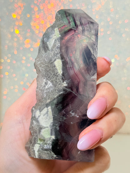 Fluorite Tower With Raw Edge