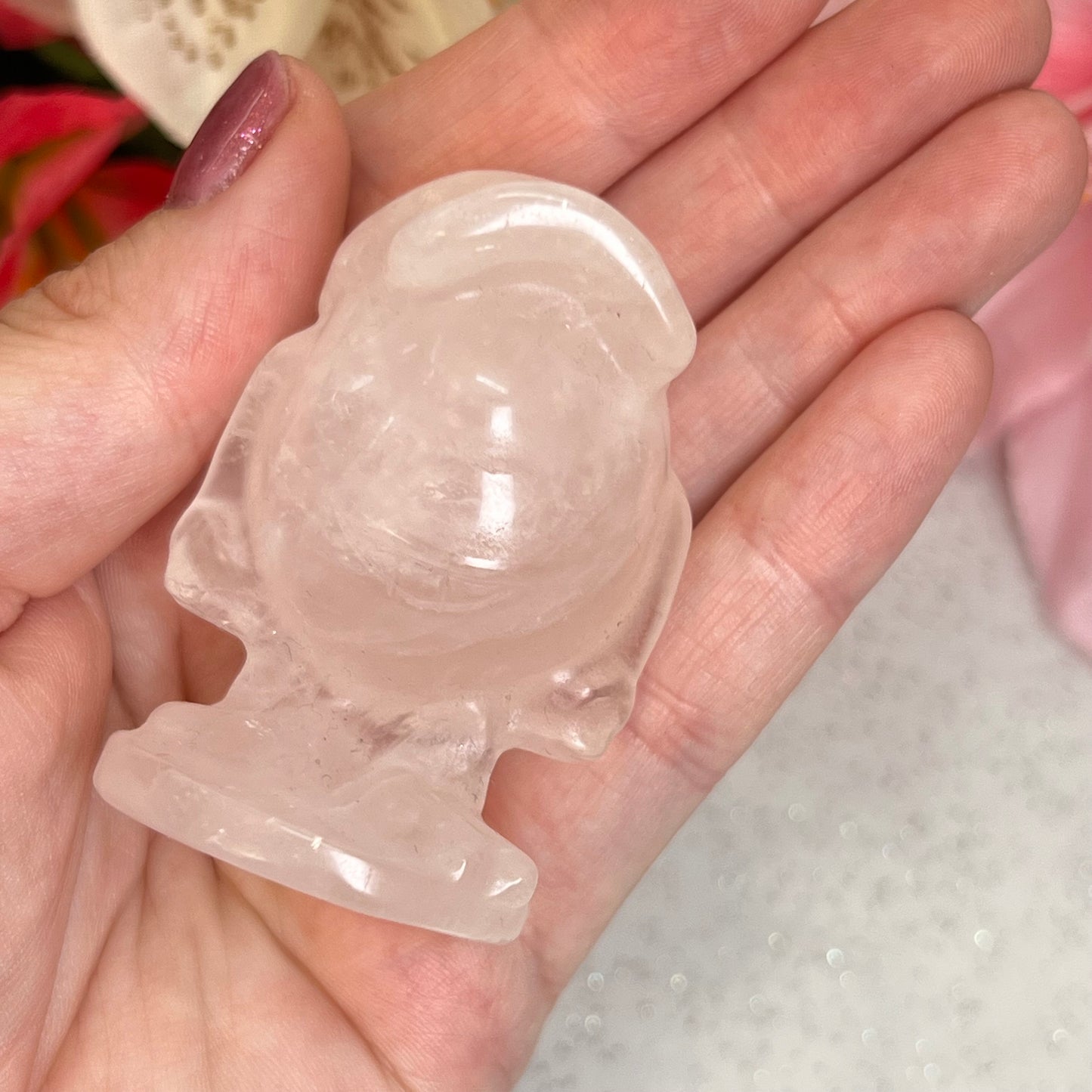 Rose Quartz Mike Wazowski Carving