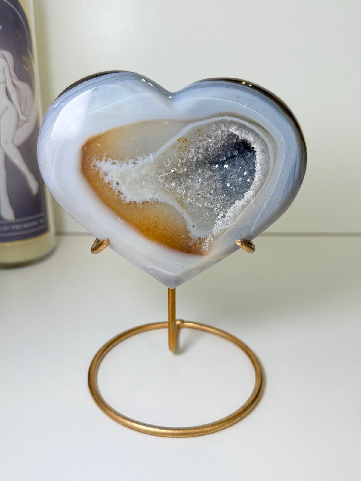 Brazilian Agate Heart On Stand