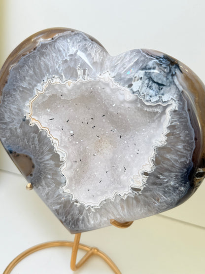 Brazilian Agate Heart With Stand