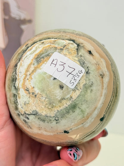 Kiwi Calcite Sphere