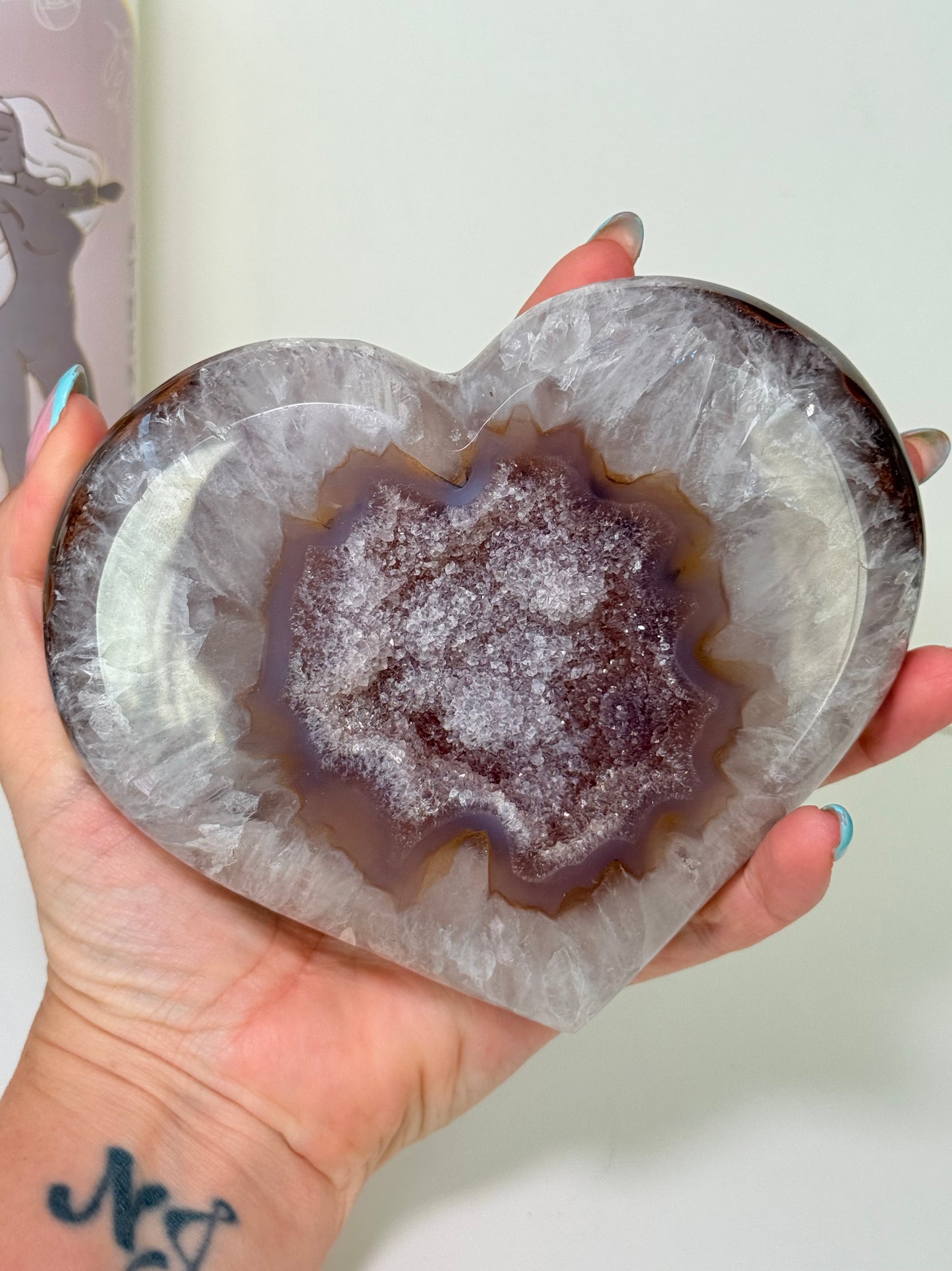 Large Brazilian Agate Heart With Stand
