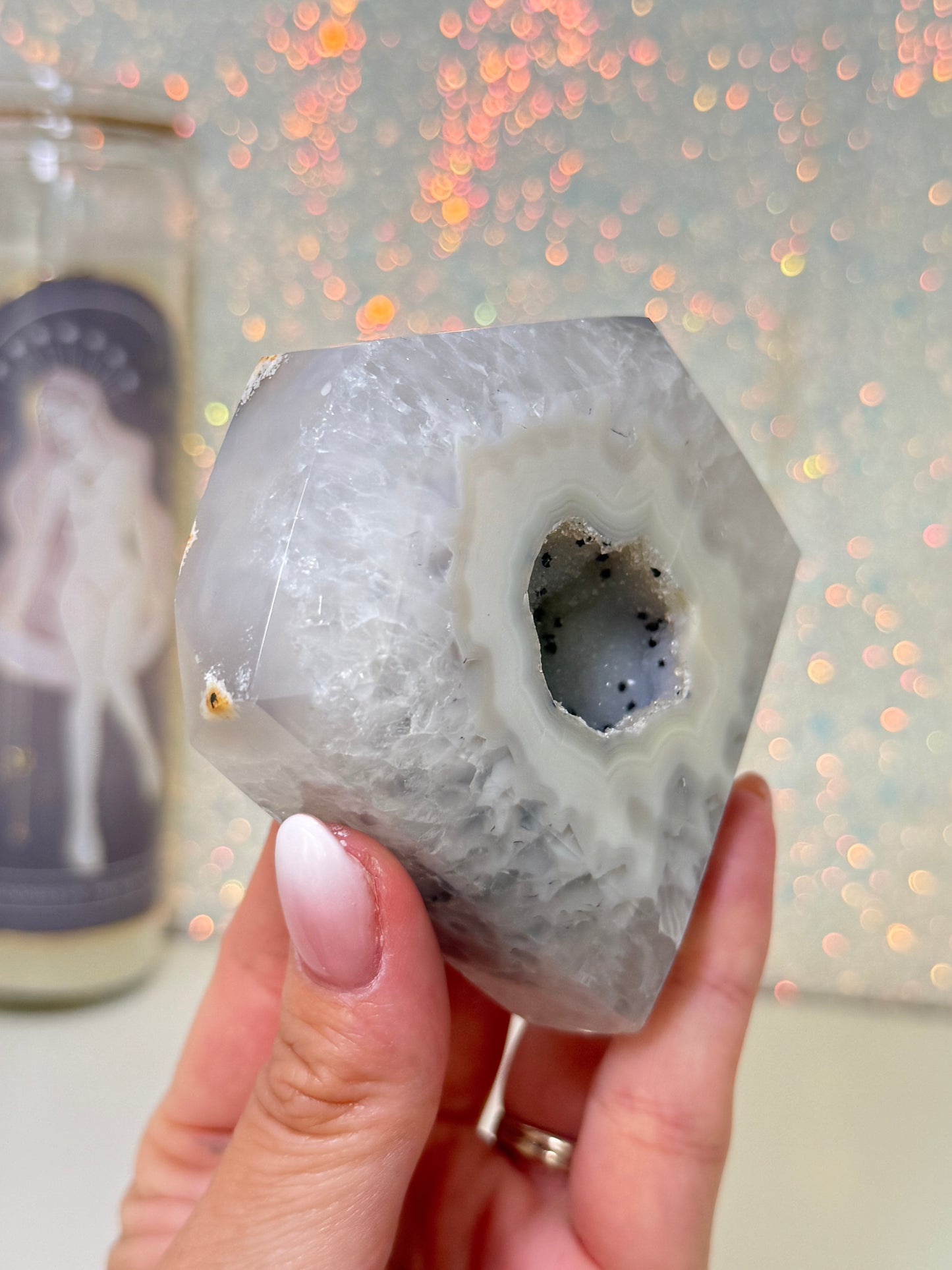 Brazilian Agate Diamond On Stand