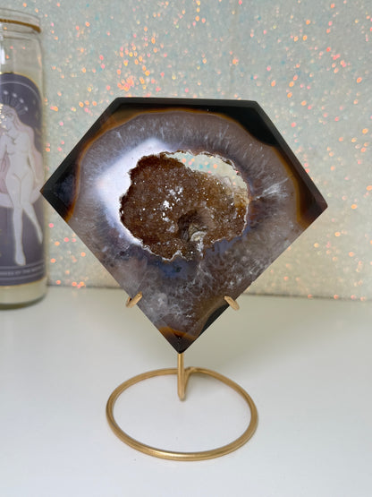 Brazilian Agate Diamond On Stand